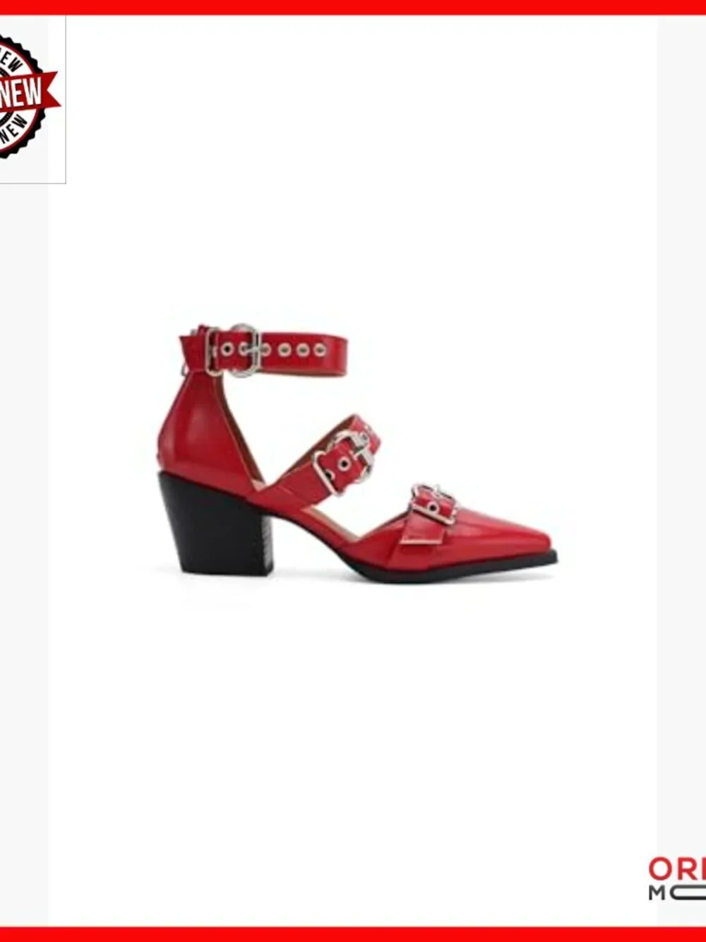 Women's Buckled Heel Pumps Pointed Toe Dress Shoes 2.5 Inch Block Heel